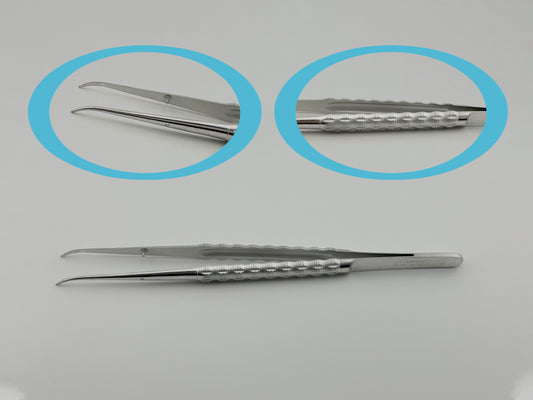 Micro Dental Pliers, 17.5cm, Lightweight, DLC coated, Curved Tip